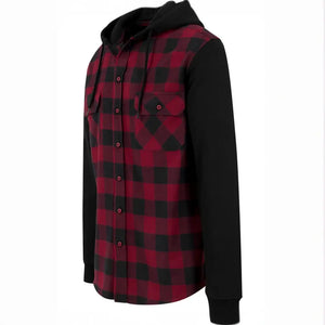 Hooded Checked Flanell Sweat Sleeve Shirt Hoodie - Urban Classics